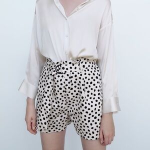Zara Black and White Polka Dot Shorts